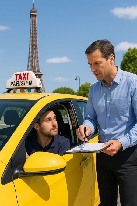 Chauffeur de taxi en formation pour la sécurité des passagers.
